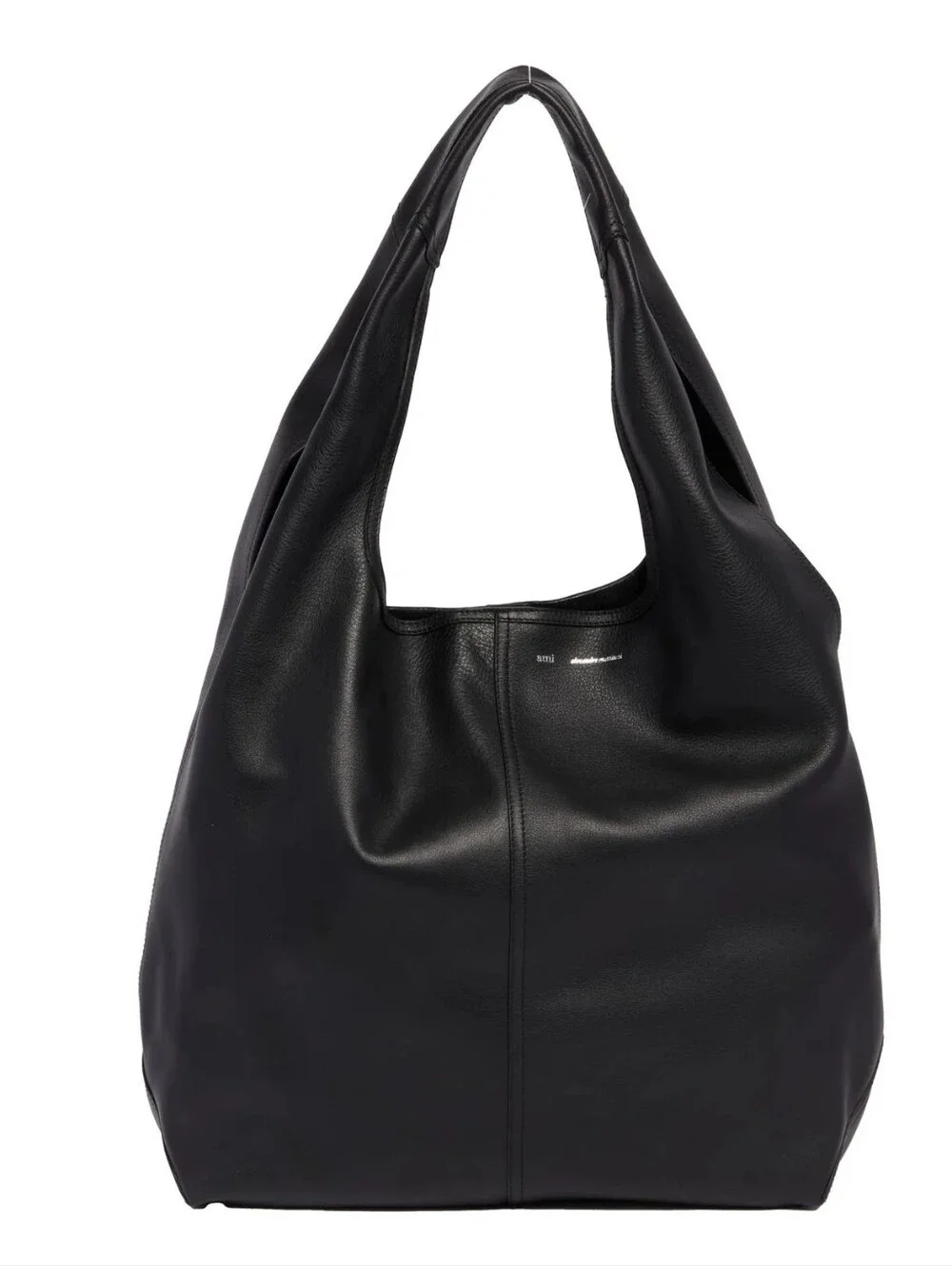 AMI Paris Etienne Black Leather Oversized Hobo Shoulder Bag